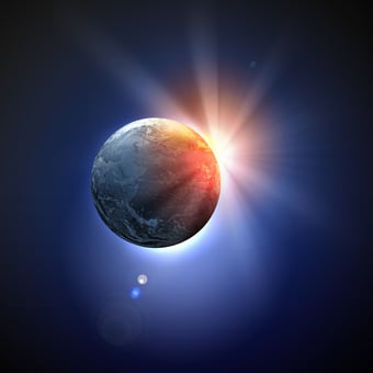 Image of earth planet in space against illustration background